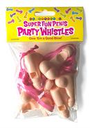 Super Fun Penis Party Whistles (6 Per Pack) - Pink/yellow